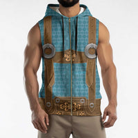 Oktoberfest Sleeveless Zip Hoodie Lederhosen Retro Style - Wonder Print Shop
