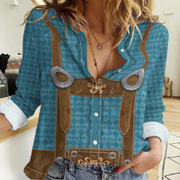 Oktoberfest Women Casual Shirt Lederhosen Retro Style - Wonder Print Shop