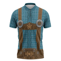 Oktoberfest Zipper Polo Shirt Lederhosen Retro Style - Wonder Print Shop