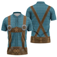 Oktoberfest Zipper Polo Shirt Lederhosen Retro Style - Wonder Print Shop