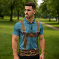 Oktoberfest Zipper Polo Shirt Lederhosen Retro Style - Wonder Print Shop