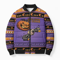 Halloween Animal Funny Bomber Puffer Jacket Short Spine Do Crime Spooky Pumpkin Chase
