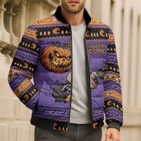 Halloween Animal Funny Bomber Puffer Jacket Short Spine Do Crime Spooky Pumpkin Chase