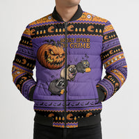 Halloween Animal Funny Bomber Puffer Jacket Short Spine Do Crime Spooky Pumpkin Chase