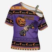 Halloween Animal Funny Cross Shoulder Shirt Short Spine Do Crime Spooky Pumpkin Chase