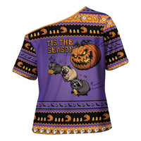 Halloween Animal Funny Cross Shoulder Shirt Short Spine Do Crime Spooky Pumpkin Chase