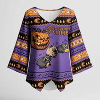 Halloween Animal Funny Kimono Sleeve Blouse Short Spine Do Crime Spooky Pumpkin Chase