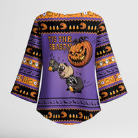 Halloween Animal Funny Kimono Sleeve Blouse Short Spine Do Crime Spooky Pumpkin Chase