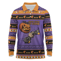 Halloween Animal Funny Long Sleeve Polo Shirt Short Spine Do Crime Spooky Pumpkin Chase
