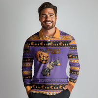 Halloween Animal Funny Long Sleeve Polo Shirt Short Spine Do Crime Spooky Pumpkin Chase