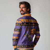 Halloween Animal Funny Long Sleeve Polo Shirt Short Spine Do Crime Spooky Pumpkin Chase
