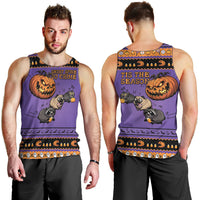 Halloween Animal Funny Men Tank Top Short Spine Do Crime Spooky Pumpkin Chase