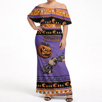 Halloween Animal Funny Off Shoulder Maxi Dress Short Spine Do Crime Spooky Pumpkin Chase