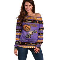 Halloween Animal Funny Off Shoulder Sweater Short Spine Do Crime Spooky Pumpkin Chase
