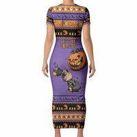 Halloween Animal Funny Short Sleeve Bodycon Dress Short Spine Do Crime Spooky Pumpkin Chase