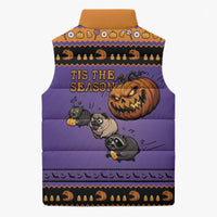 Halloween Animal Funny Sleeveless Puffer Jacket Short Spine Do Crime Spooky Pumpkin Chase