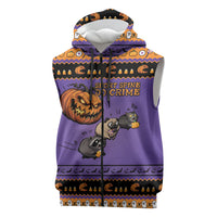 Halloween Animal Funny Sleeveless Zip Hoodie Short Spine Do Crime Spooky Pumpkin Chase