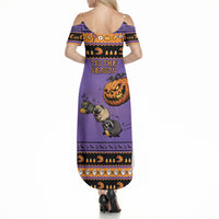 Halloween Animal Funny Summer Maxi Dress Short Spine Do Crime Spooky Pumpkin Chase