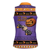 Halloween Animal Funny Women Sleeveless Polo Shirt Short Spine Do Crime Spooky Pumpkin Chase