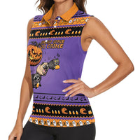 Halloween Animal Funny Women Sleeveless Polo Shirt Short Spine Do Crime Spooky Pumpkin Chase