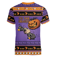 Halloween Animal Funny Women V-Neck T-Shirt Short Spine Do Crime Spooky Pumpkin Chase