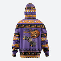 Halloween Animal Funny Zip Hoodie Short Spine Do Crime Spooky Pumpkin Chase
