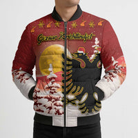 Personalized Albania Christmas Bomber Puffer Jacket Gezuar Krishtlindjet - Wonder Print Shop