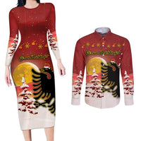 Personalized Albania Christmas Couples Matching Long Sleeve Bodycon Dress and Long Sleeve Button Shirt Gezuar Krishtlindjet - Wonder Print Shop