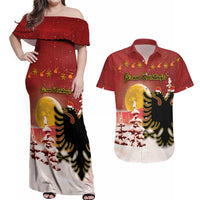 Personalized Albania Christmas Couples Matching Off Shoulder Maxi Dress and Hawaiian Shirt Gezuar Krishtlindjet - Wonder Print Shop