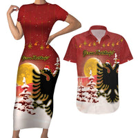 Personalized Albania Christmas Couples Matching Short Sleeve Bodycon Dress and Hawaiian Shirt Gezuar Krishtlindjet - Wonder Print Shop