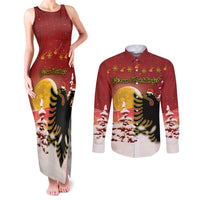 Personalized Albania Christmas Couples Matching Tank Maxi Dress and Long Sleeve Button Shirt Gezuar Krishtlindjet - Wonder Print Shop