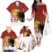 Personalized Albania Christmas Family Matching Off The Shoulder Long Sleeve Dress and Hawaiian Shirt Gezuar Krishtlindjet - Wonder Print Shop