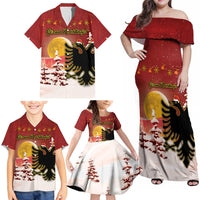 Personalized Albania Christmas Family Matching Off Shoulder Maxi Dress and Hawaiian Shirt Gezuar Krishtlindjet - Wonder Print Shop