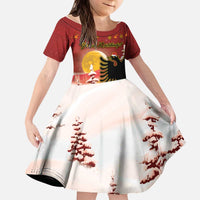 Personalized Albania Christmas Kid Short Sleeve Dress Gezuar Krishtlindjet - Wonder Print Shop