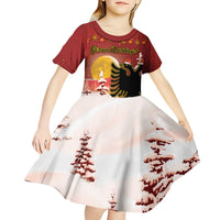 Personalized Albania Christmas Kid Short Sleeve Dress Gezuar Krishtlindjet - Wonder Print Shop