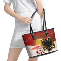 Albania Christmas Leather Tote Bag Gezuar Krishtlindjet - Wonder Print Shop