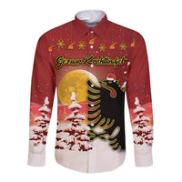 Personalized Albania Christmas Long Sleeve Button Shirt Gezuar Krishtlindjet - Wonder Print Shop