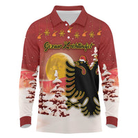 Personalized Albania Christmas Long Sleeve Polo Shirt Gezuar Krishtlindjet - Wonder Print Shop