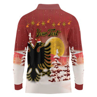 Personalized Albania Christmas Long Sleeve Polo Shirt Gezuar Krishtlindjet - Wonder Print Shop