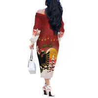 Personalized Albania Christmas Off The Shoulder Long Sleeve Dress Gezuar Krishtlindjet - Wonder Print Shop