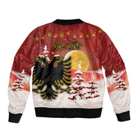 Personalized Albania Christmas Sleeve Zip Bomber Jacket Gezuar Krishtlindjet - Wonder Print Shop