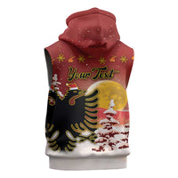 Personalized Albania Christmas Sleeveless Zip Hoodie Gezuar Krishtlindjet - Wonder Print Shop