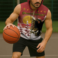 Personalized Albania Christmas Sleeveless Zip Hoodie Gezuar Krishtlindjet - Wonder Print Shop