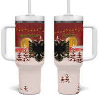 Personalized Albania Christmas Tumbler With Handle Gezuar Krishtlindjet - Wonder Print Shop