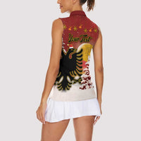 Personalized Albania Christmas Women Sleeveless Polo Shirt Gezuar Krishtlindjet - Wonder Print Shop