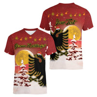 Personalized Albania Christmas Women V-Neck T-Shirt Gezuar Krishtlindjet - Wonder Print Shop