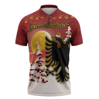 Personalized Albania Christmas Zipper Polo Shirt Gezuar Krishtlindjet - Wonder Print Shop