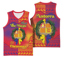 Andorra Christmas Basketball Jersey Coat Of Arms With Wreath Xmas - Wonder Print Shop