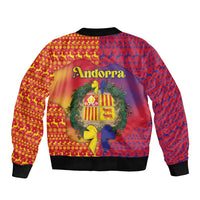 Andorra Christmas Bomber Jacket Coat Of Arms With Wreath Xmas - Wonder Print Shop