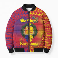 Andorra Christmas Bomber Puffer Jacket Coat Of Arms With Wreath Xmas - Wonder Print Shop